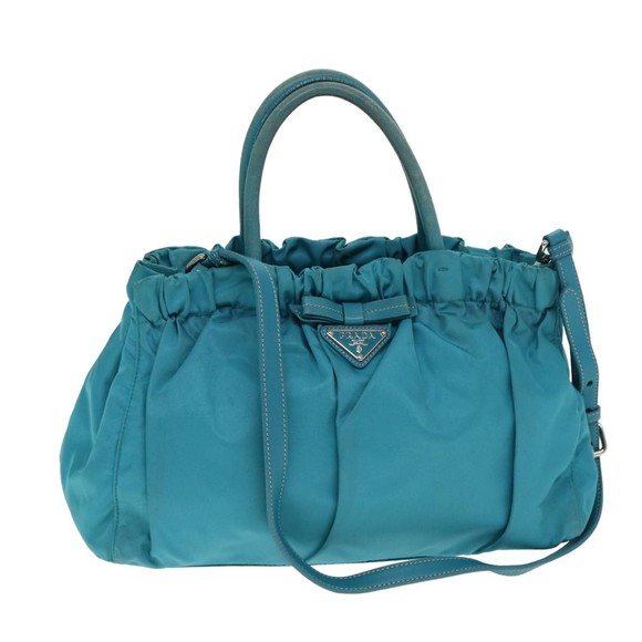 PRADA Nylon 2 Way Hand Bag Turquoise Blue Auth 80110 - Picture 1 of 16